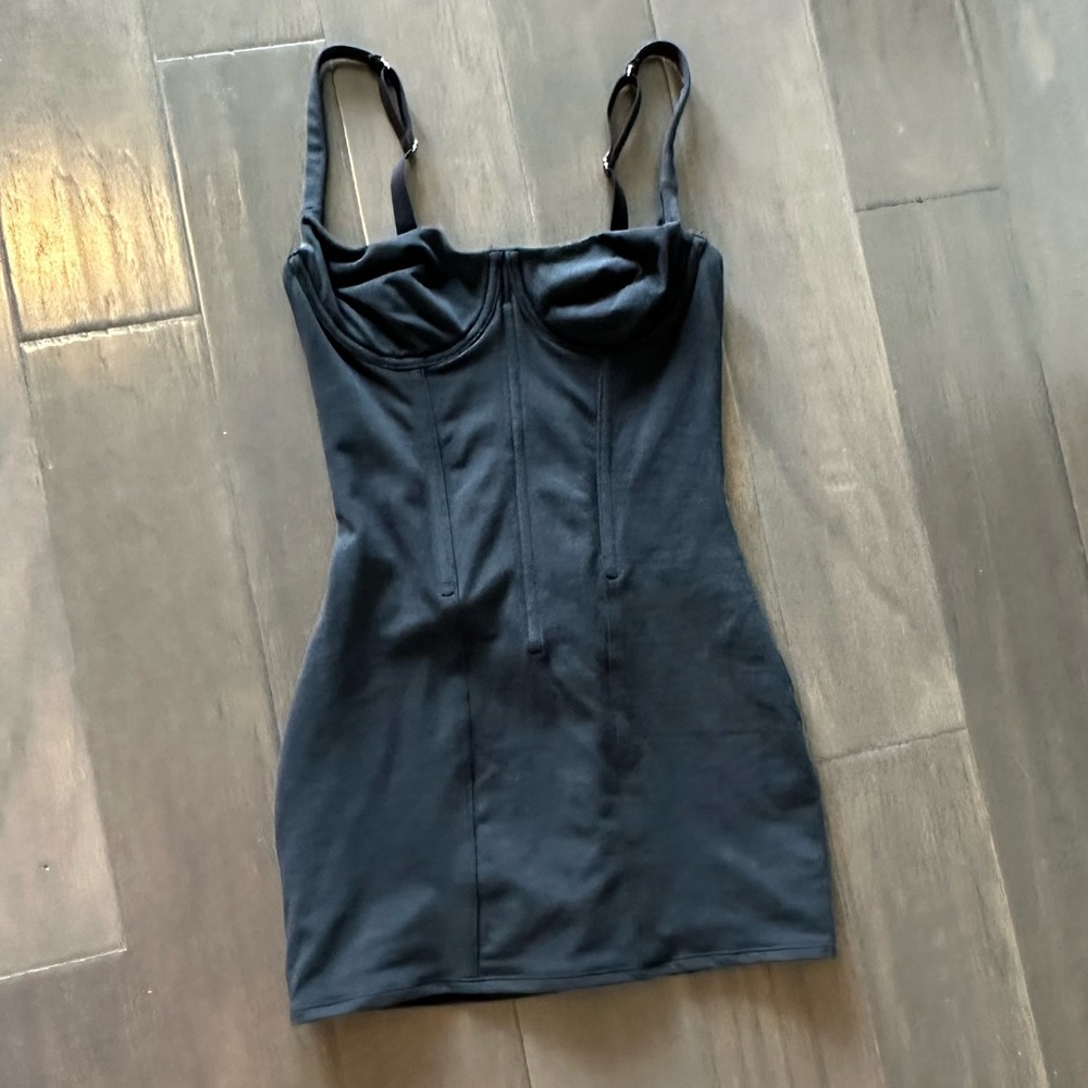SKIMS Corset Black Cotton Bodycon Dress Size S